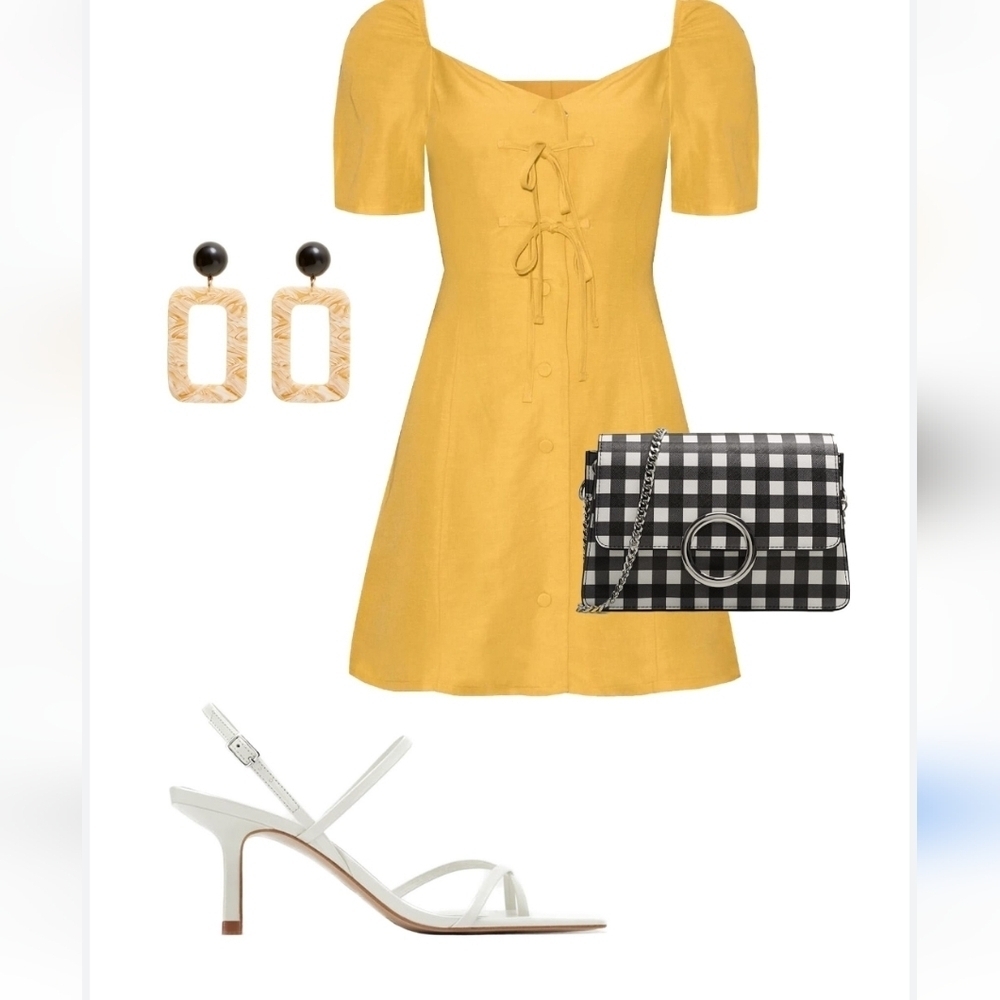 Pixie Market Helena Mustard Linen Mini Dress. Size Xs — image 2 of 8